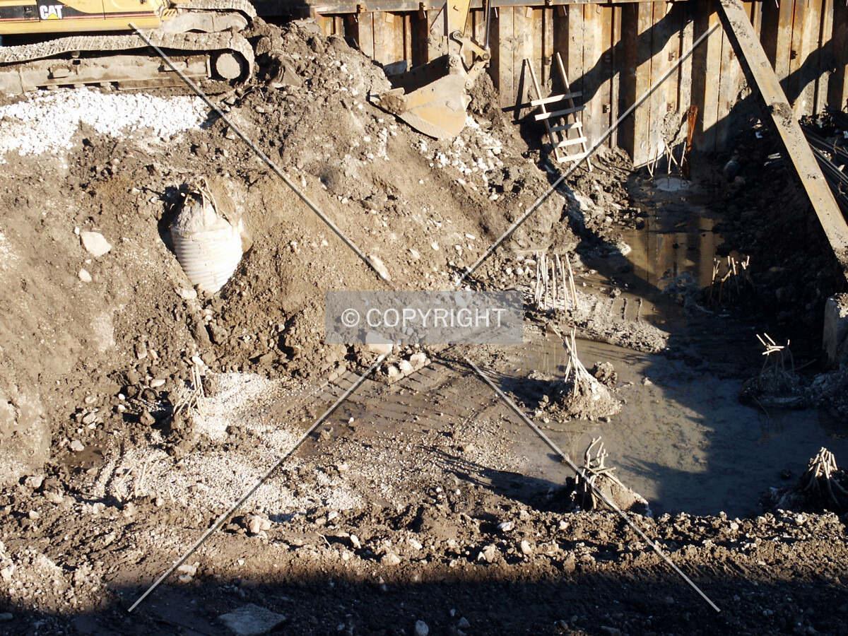 Caissons peeking out of the soil