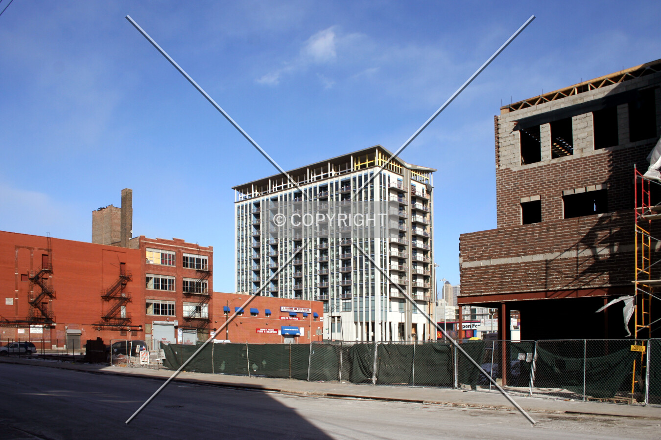 Looking northeast from Green Street