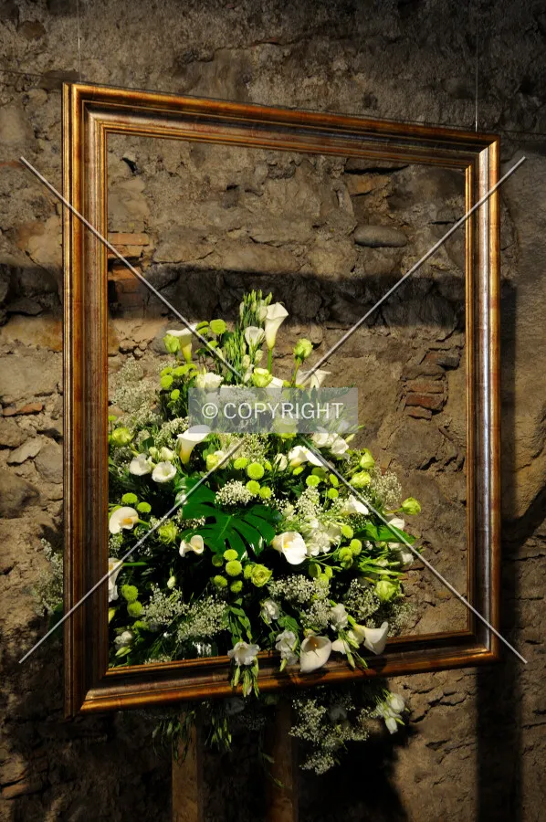 White flowers on a frame