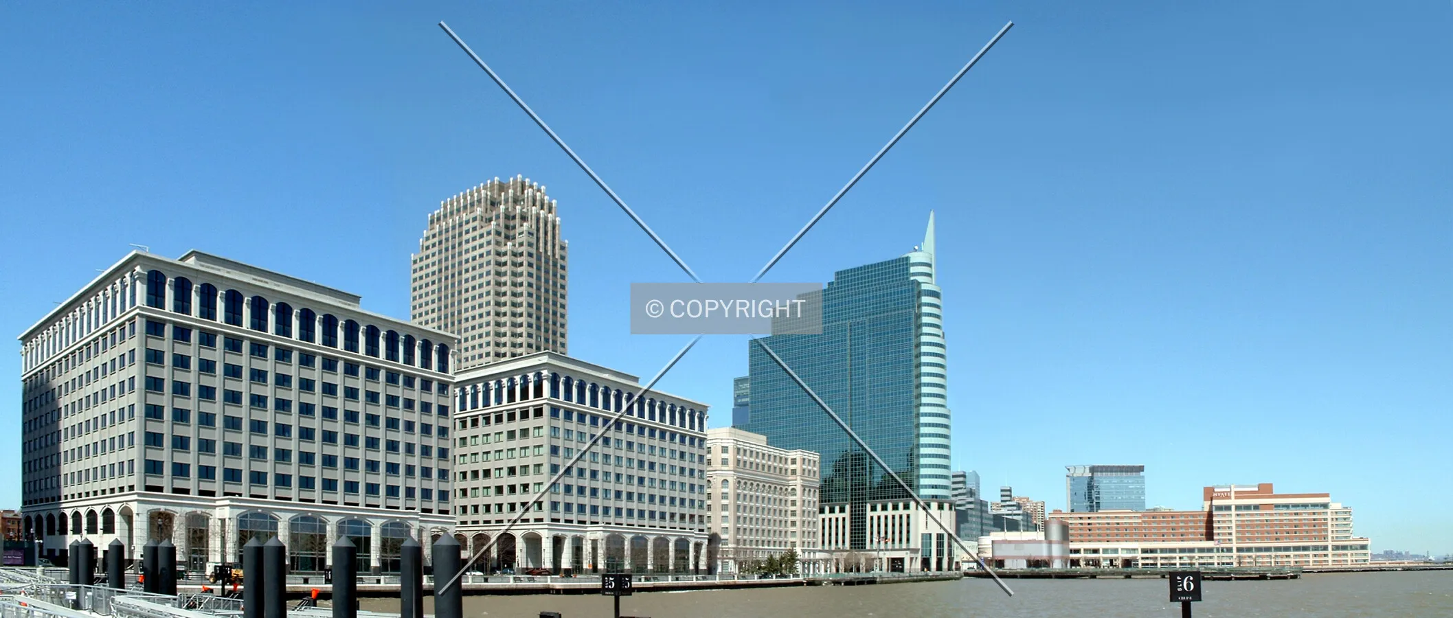 View from the southeast along the waterfront toward Exchange Place