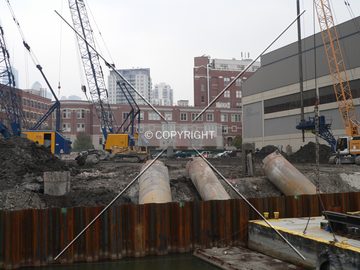 View to the east with caisson work going on