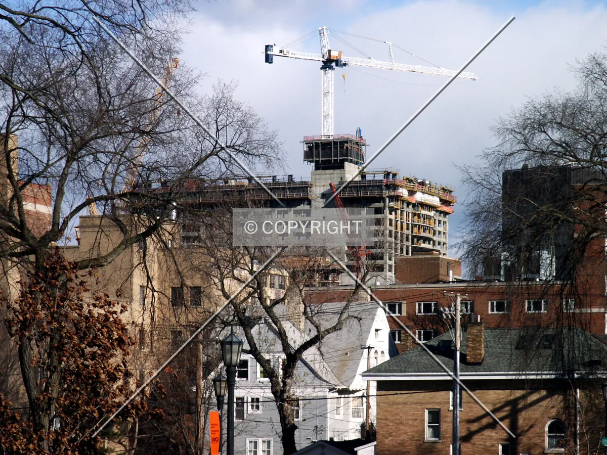 Distant view from Grove Street just west of Ridge Avenue