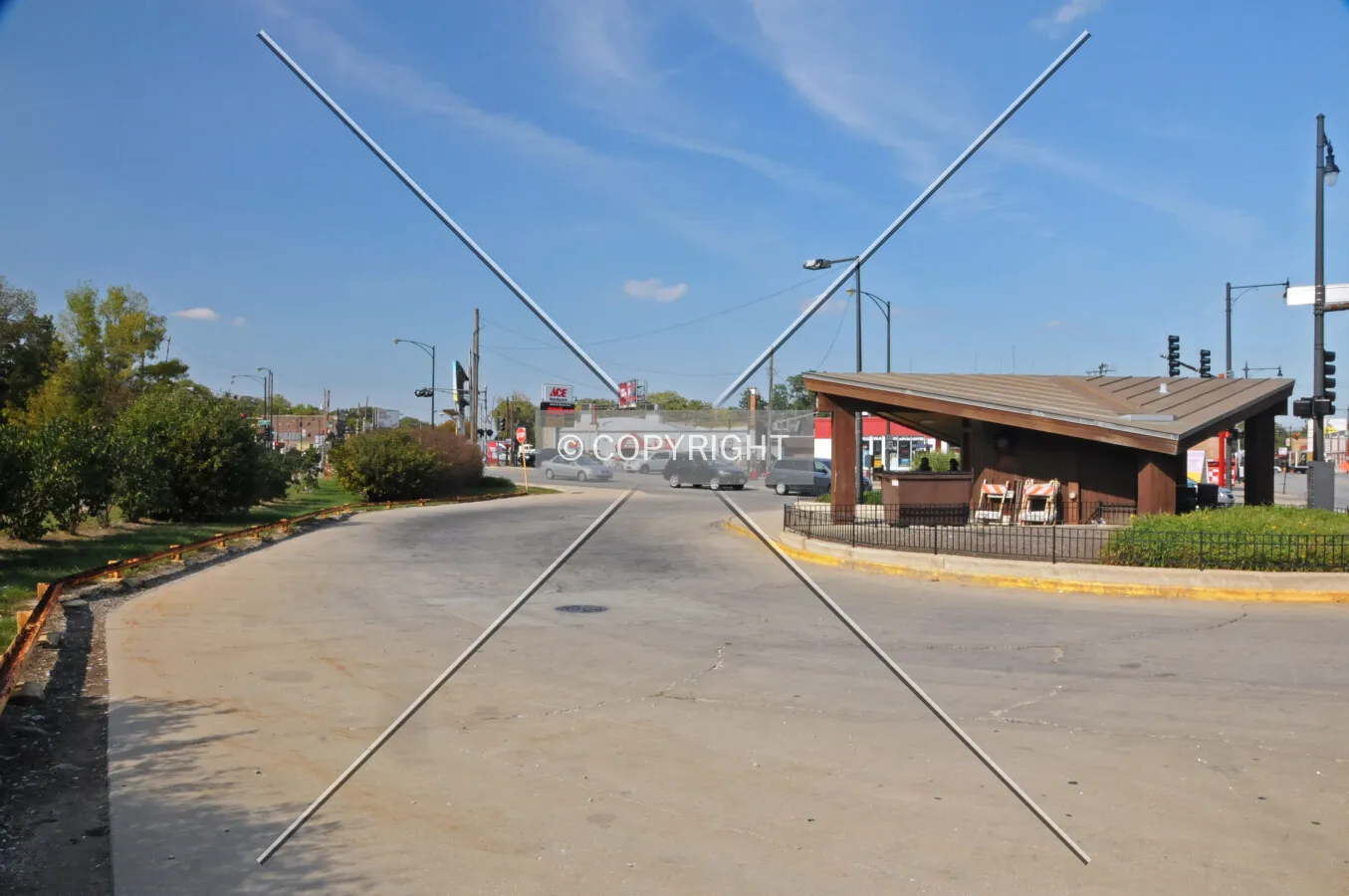 Bus turnaround and terminal building viewed from the south. September 25, 2012.