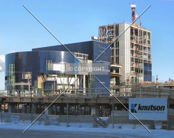 View to the northeast from Park Avenue, parking ramp construction in foreground