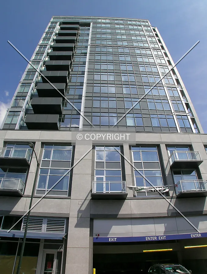 Looking up the western facade