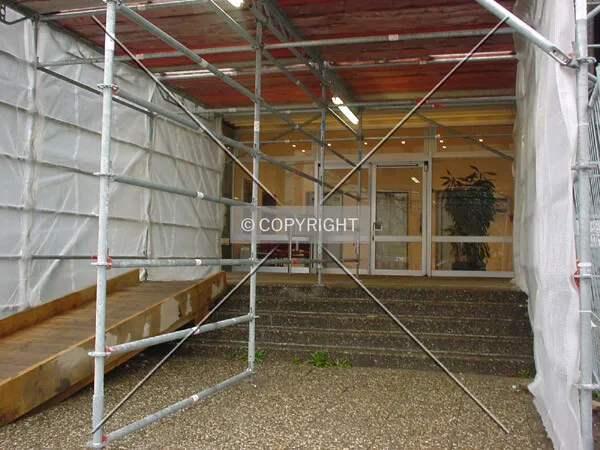Entrance during reconstruction in March 2002