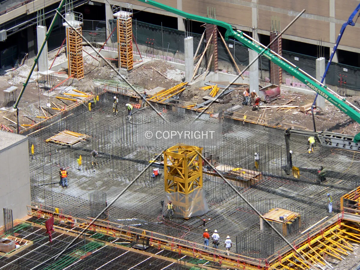View of the mat pour from the 25th floor of 340 On the Park