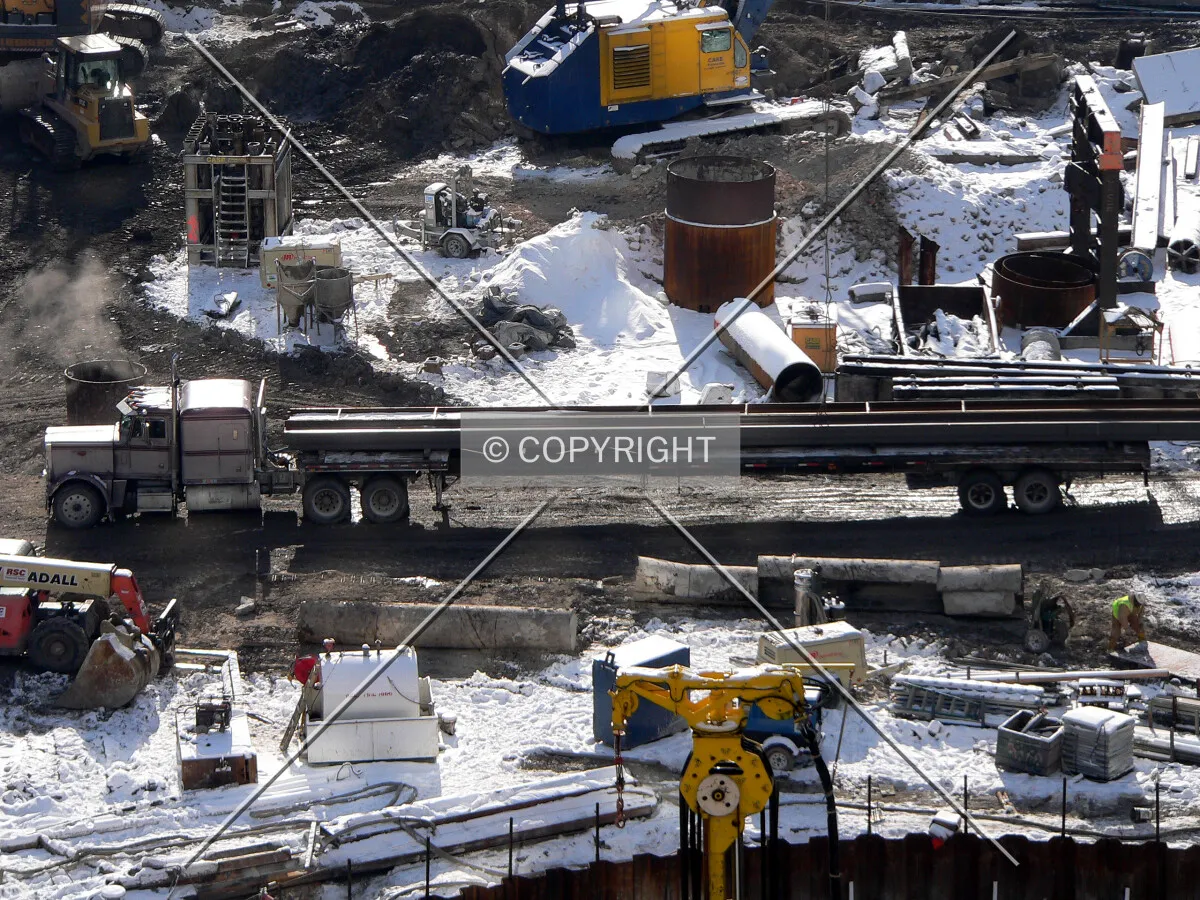 Steel I-beams coming in on a flatbed truck