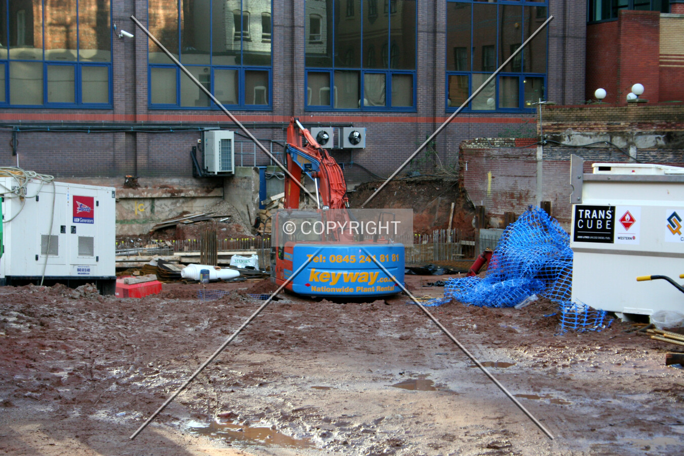 Looking into the site and excavation work