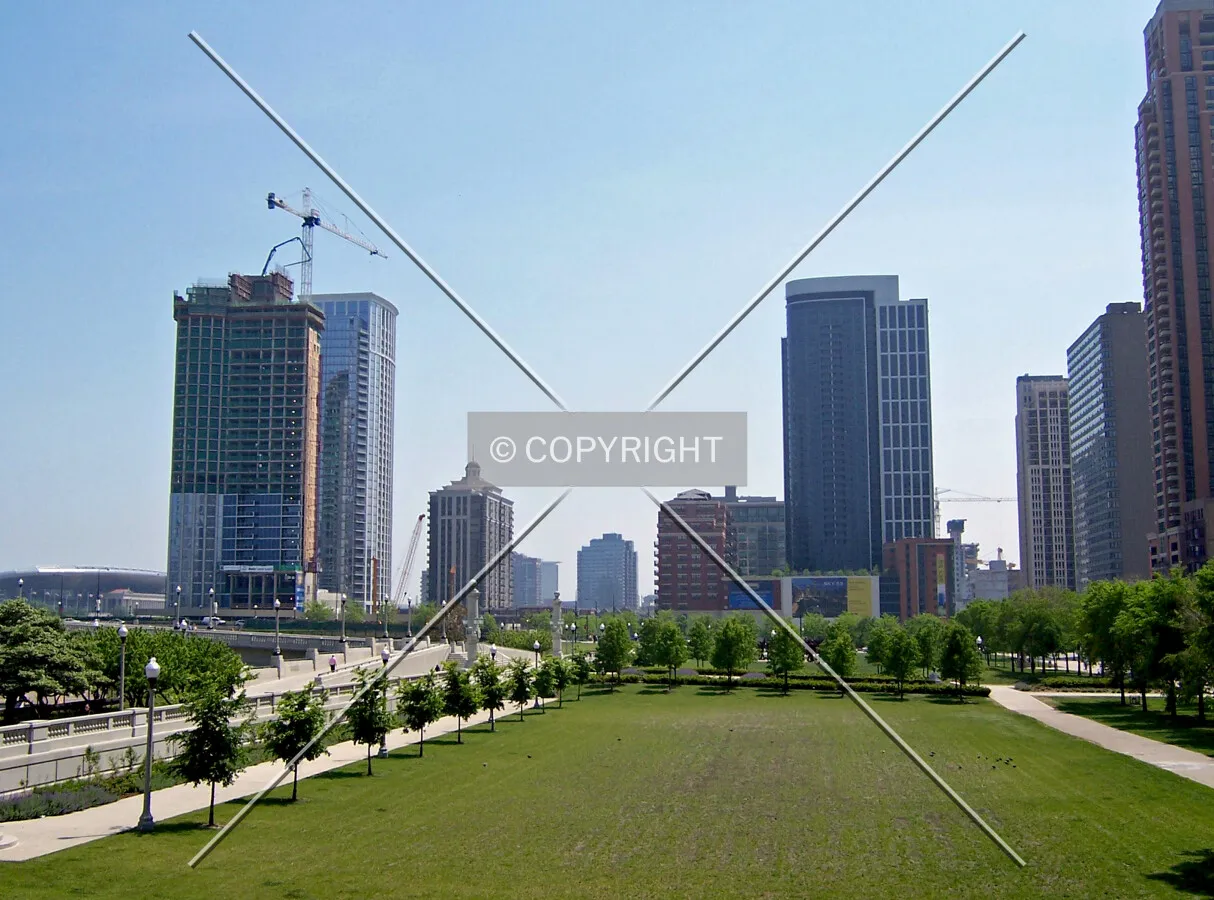 Looking south from Grant Park. One Musuem Park is on the left