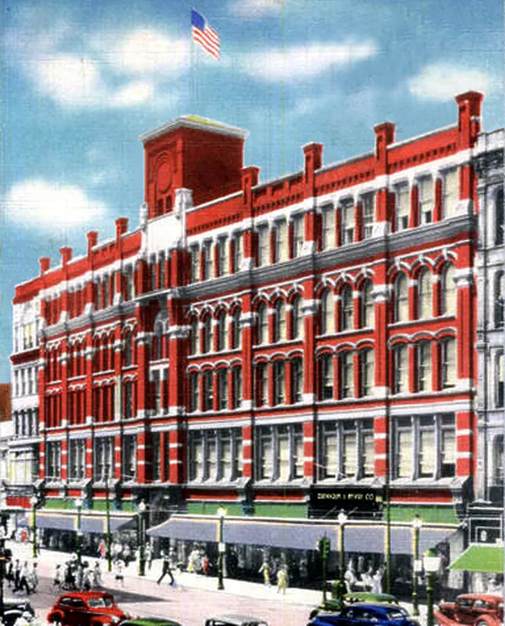 Vintage view from the northeast of the Denholm-McKay Department Store before modernization