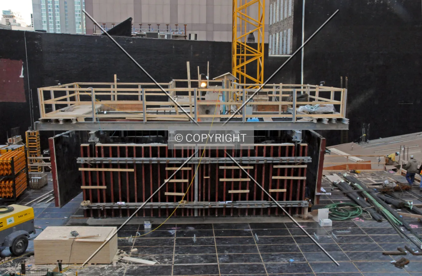 Elevator core viewed from the Merchandise Mart el station