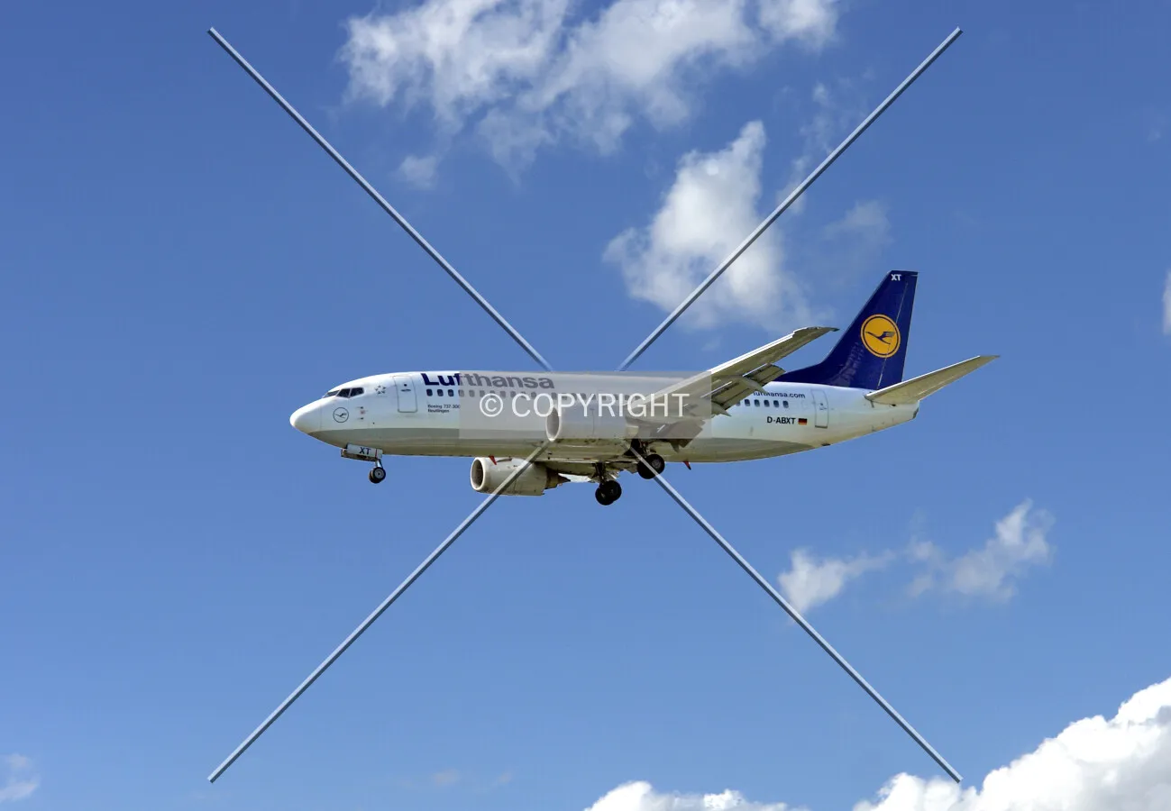 Lufthansa airplane preparing to land