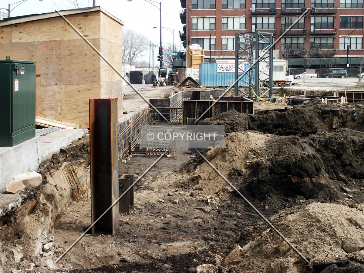 Piles sticking up on the northern edge of the site