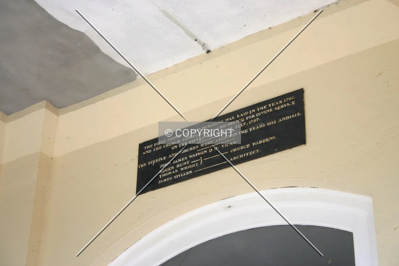 Information plaque inside the porch