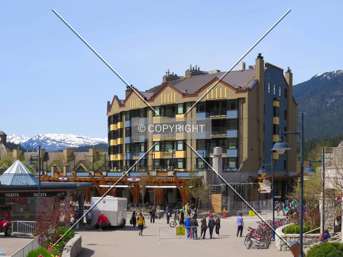 View to the west across Skiers' Plaza