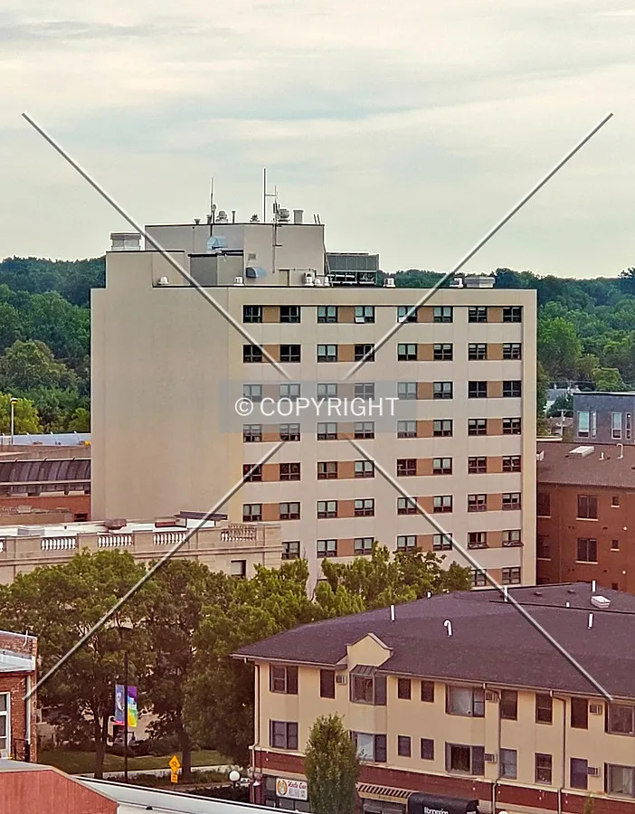Distant view from the Graduate Hotel to the southwest; August 1, 2020