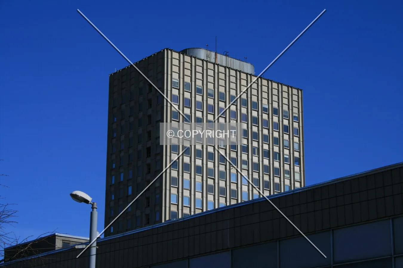 Top of southwest facade