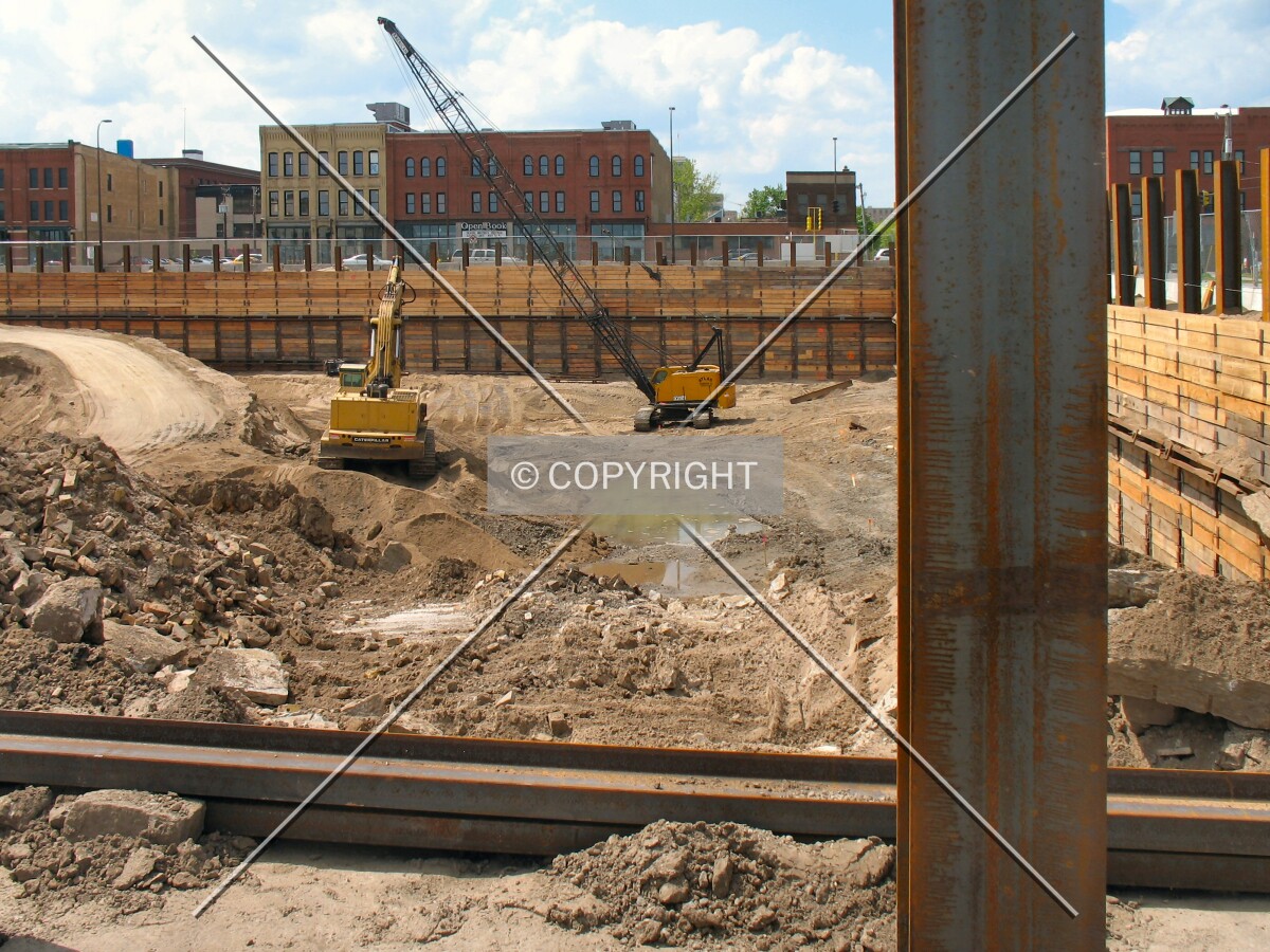 View into the deep pit from 2nd Street South