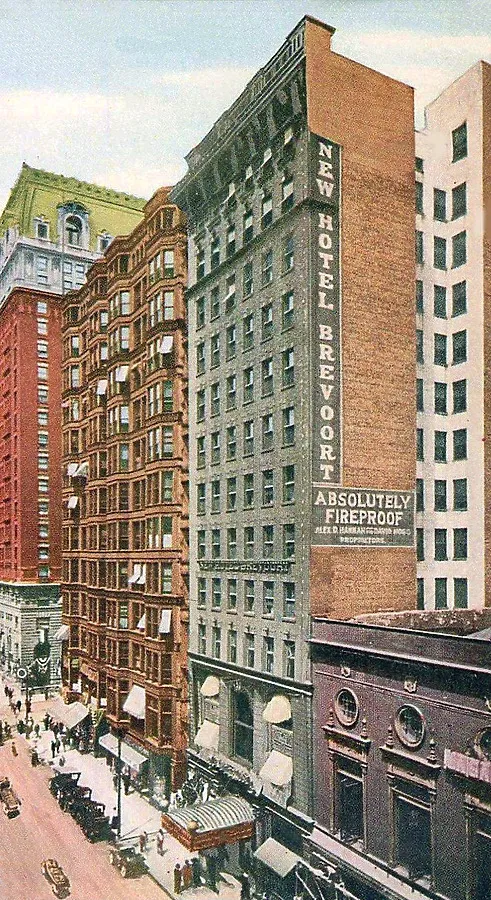 View from the southeast showing original construction as the New Hotel Brevoort