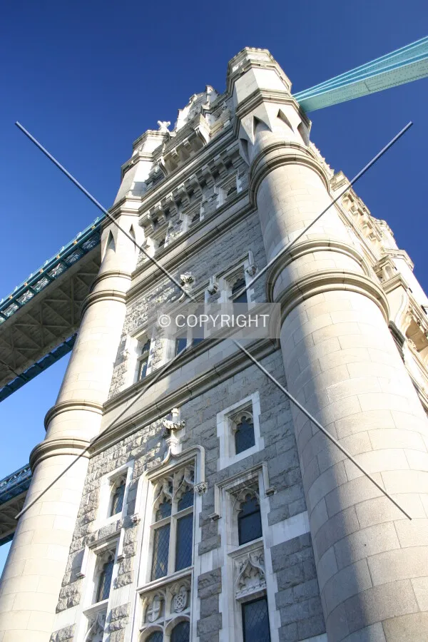 Looking up the west façade of the south tower