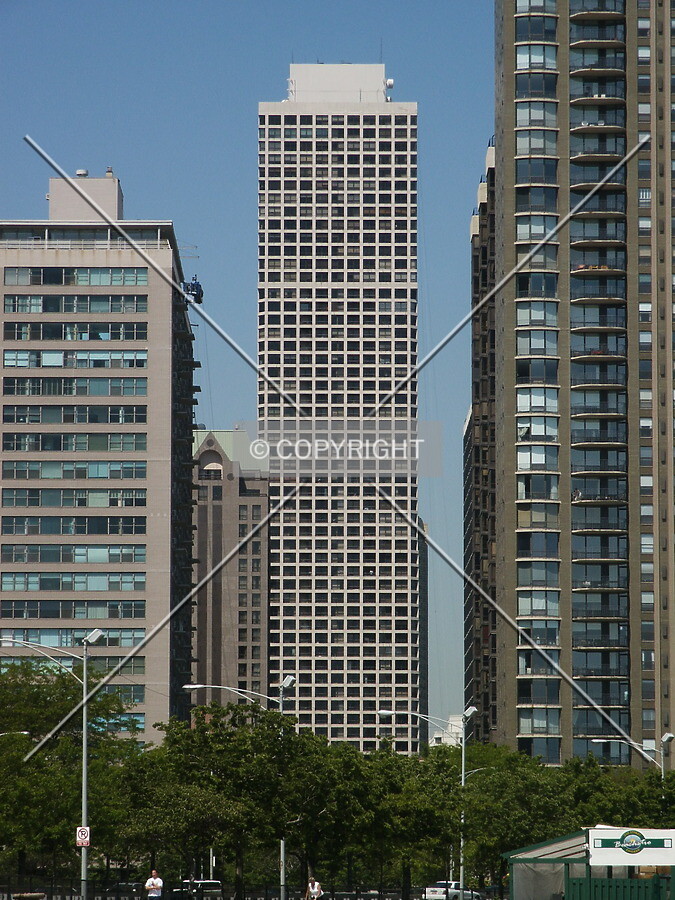 View from Oak Street Beach looking down Bellevue Place