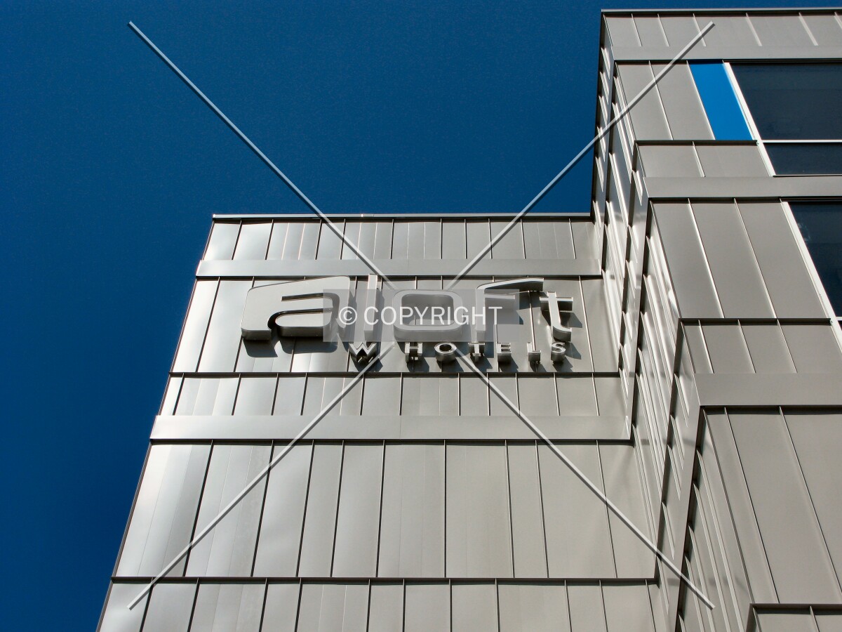 Sign on the east facade
