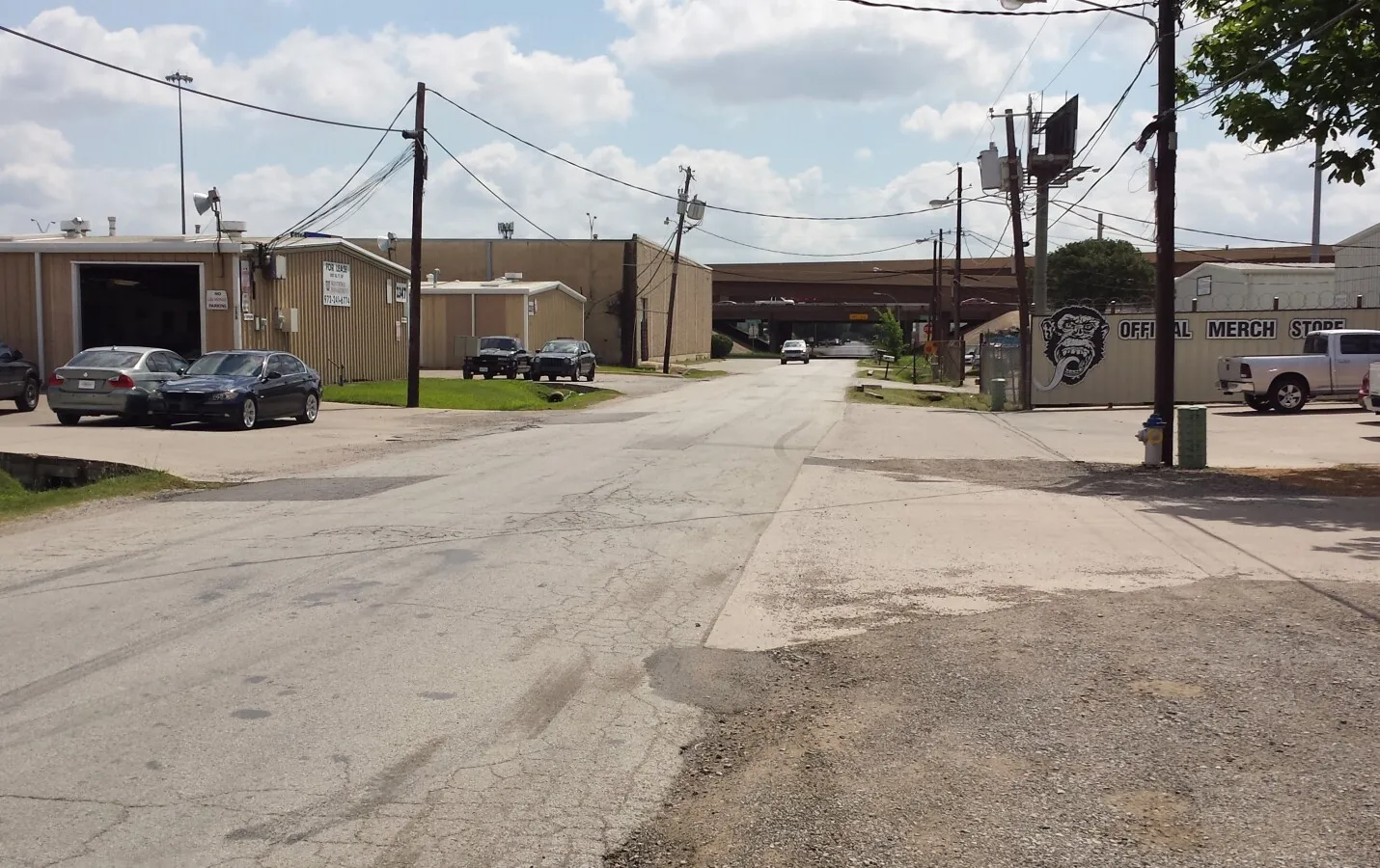 Looking east on the street in front
