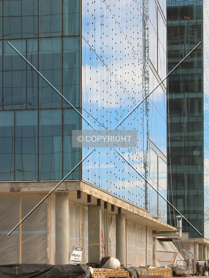 Curtain wall detail, from the southwest