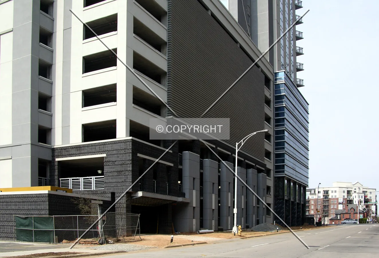 Eastern base from the south along Poplar Street