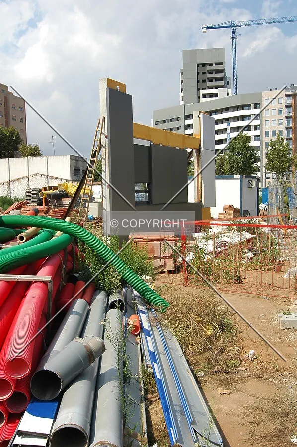 Building's facade test on construction site
