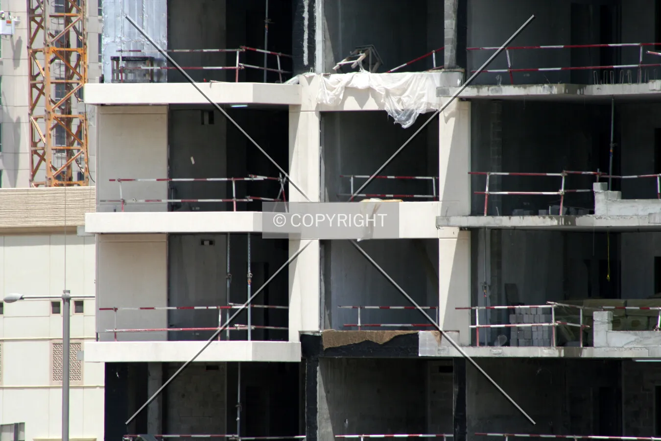 View of the facade progress