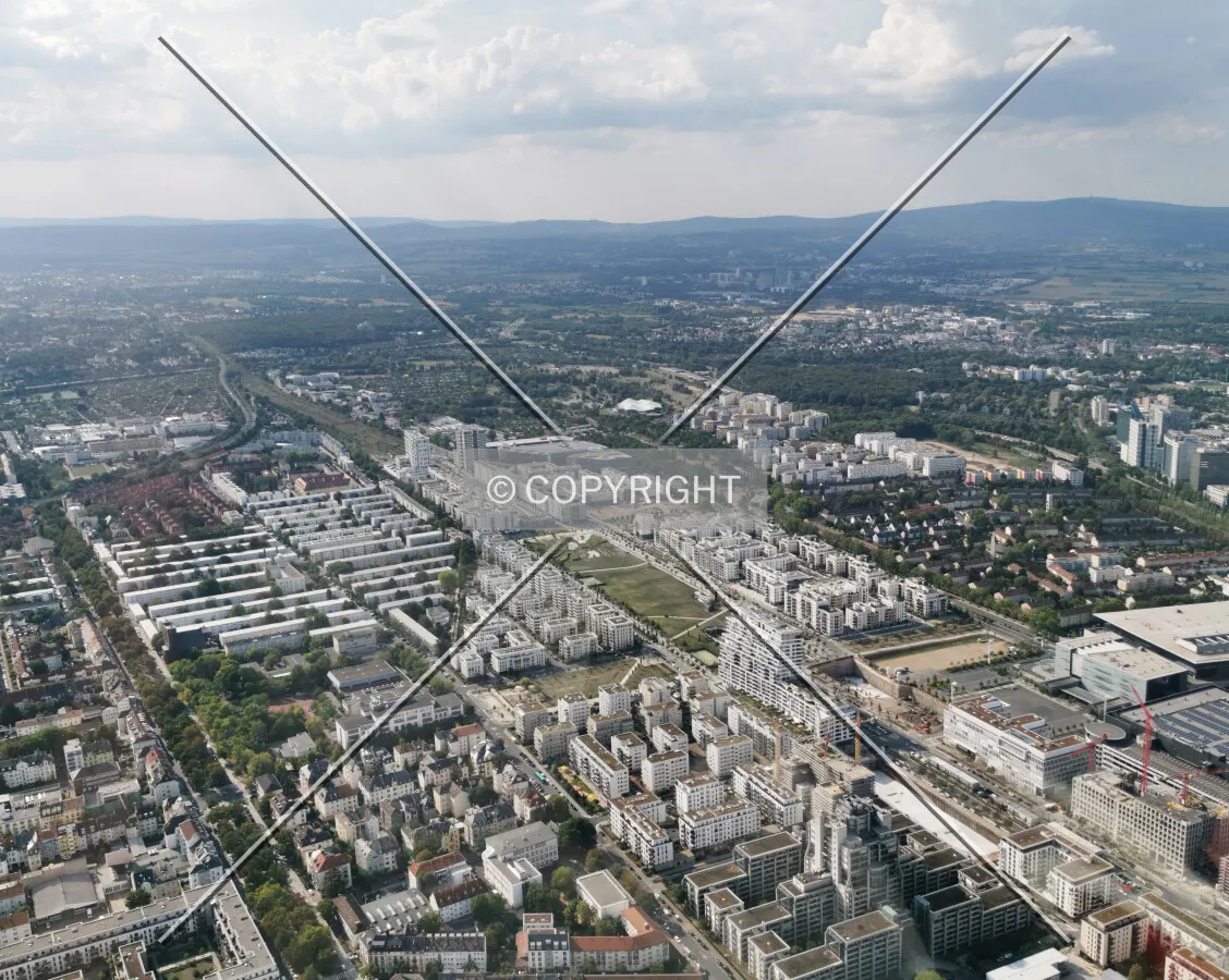 Flight with a helicopter over Frankfurt
