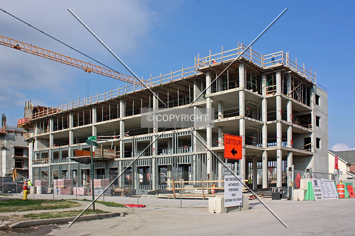 View from the southeast during construction