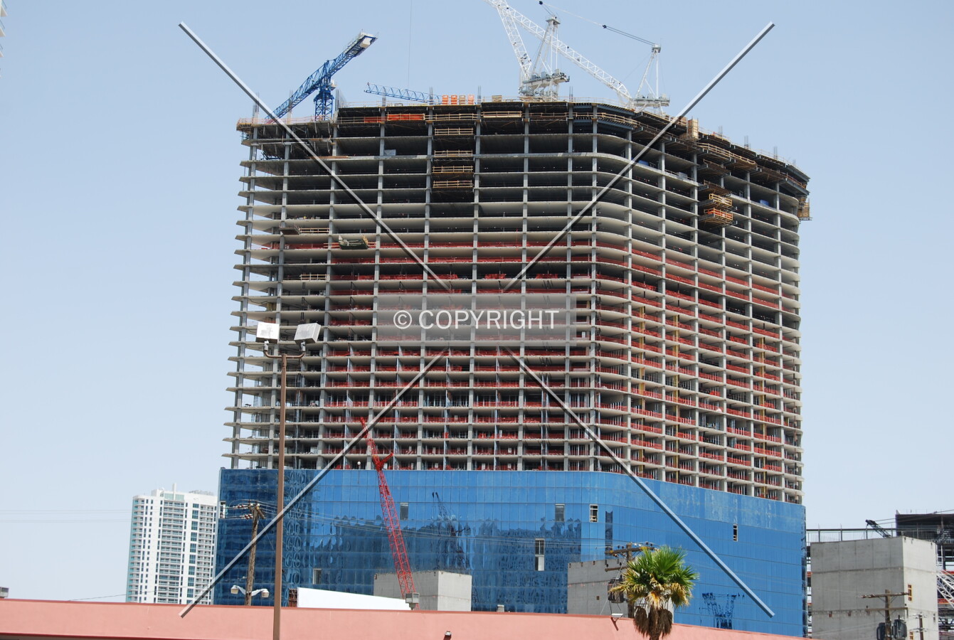 View of the south facade taken from The Strip
