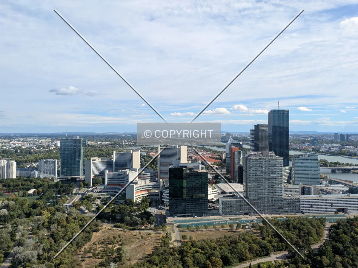 View from the outdoor observation deck looking southeast