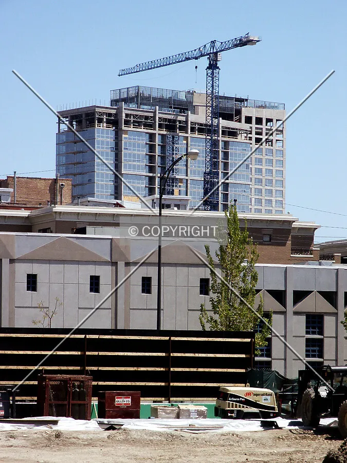 Upper floors viewed over the 1720 South Michigan construction site