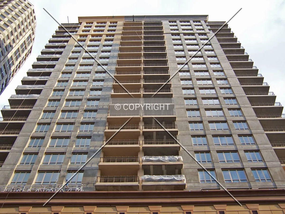 Looking up the north facade from Chicago Avenue