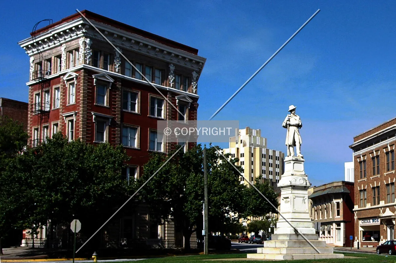 Confederate memorial statue on Cotton Street