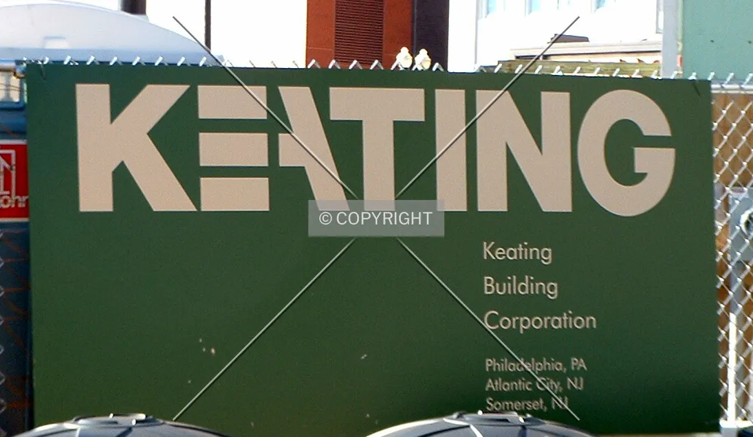 Construction sign on the east end of the side