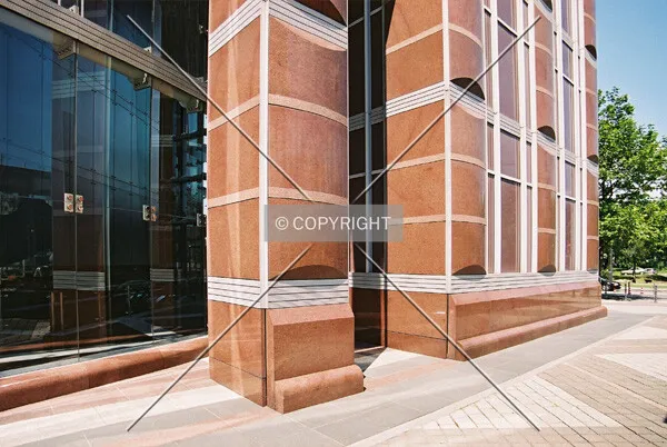 Facade detail at the base of the tower