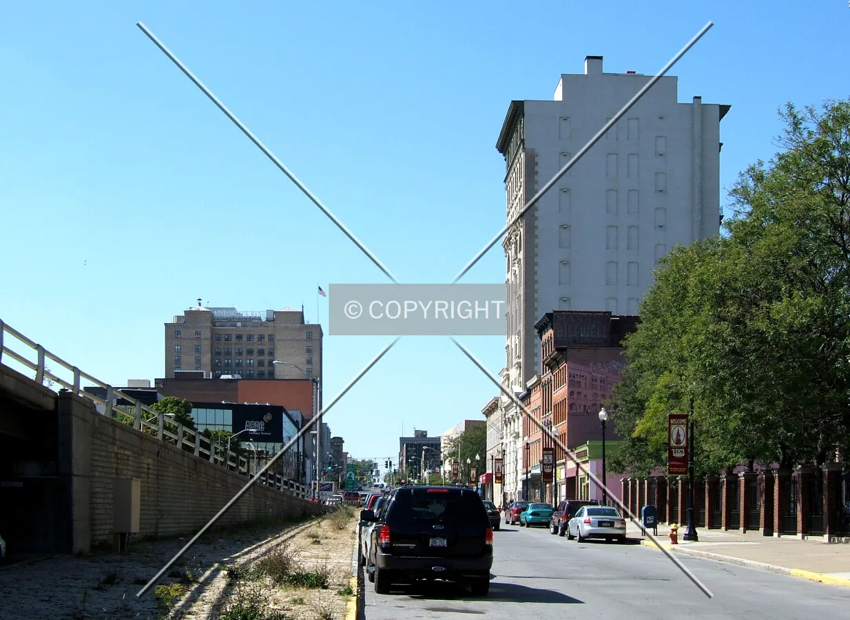 View from the northeast along Genesee Street