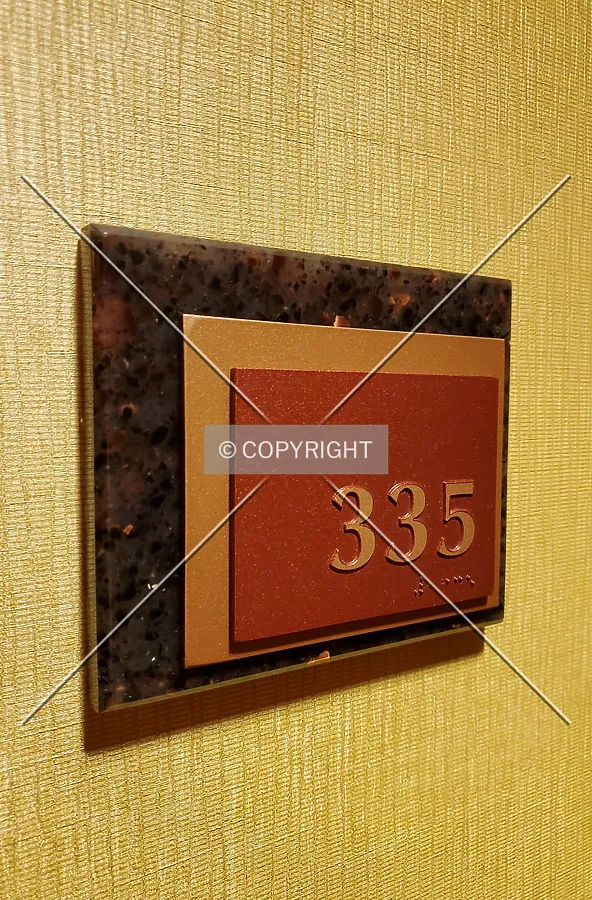 A room number sign outside of room 335; June 19, 2020