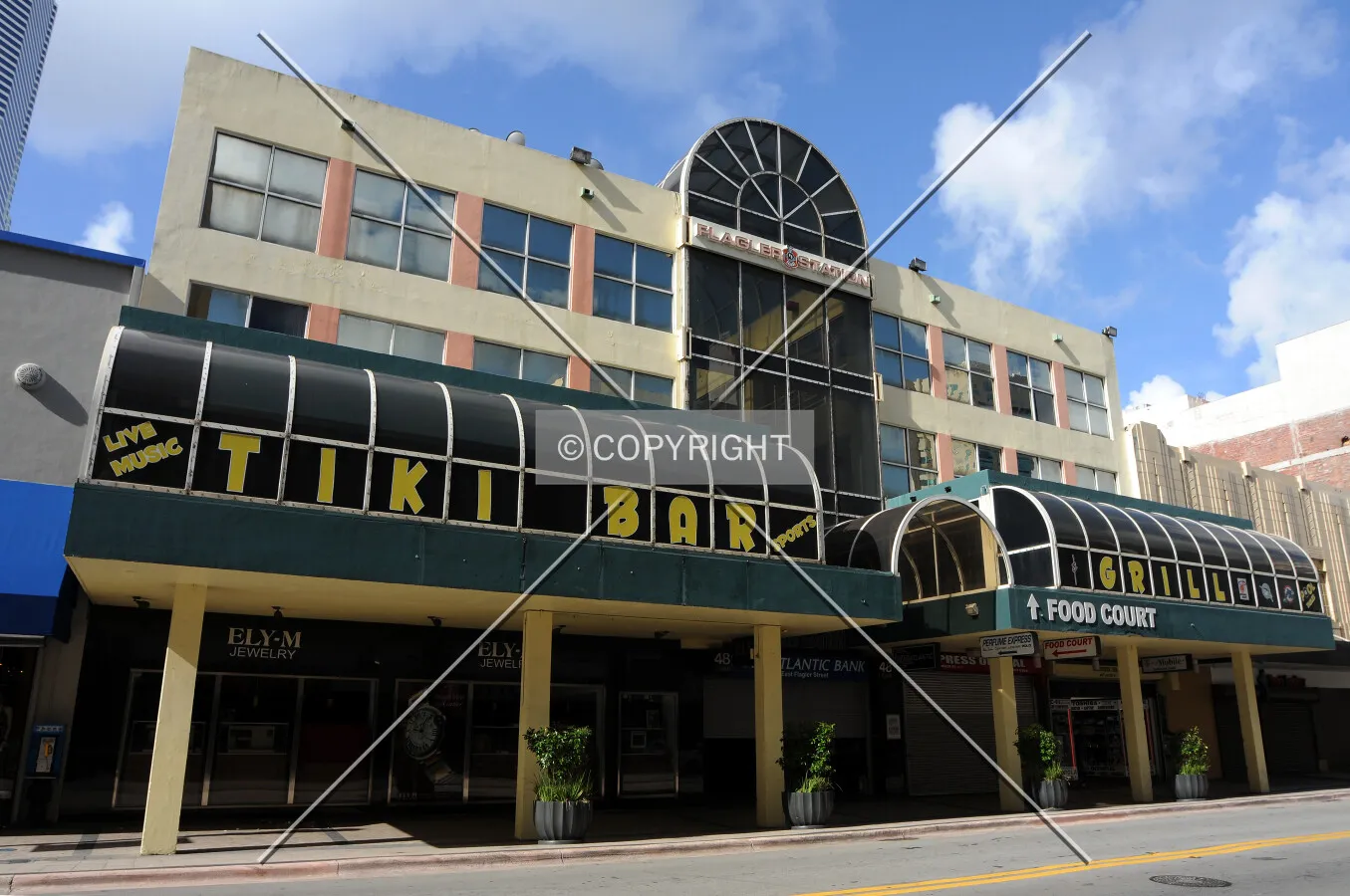 Looking up from the north across Flagler Street