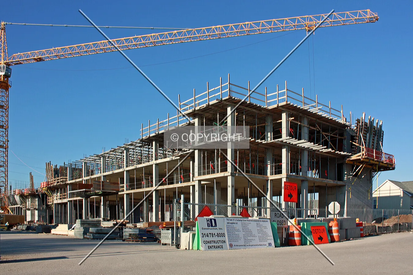 View from the southeast during construction