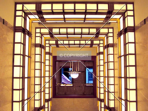 Lights over the elevator bank