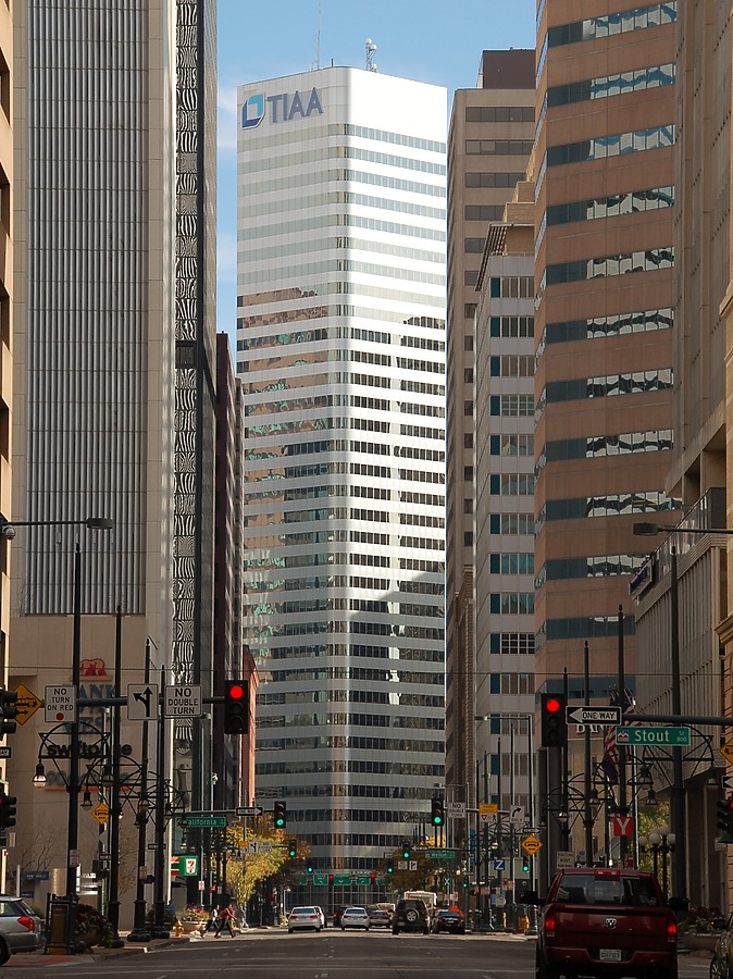 Looking southeast down the canyon of 17th Street