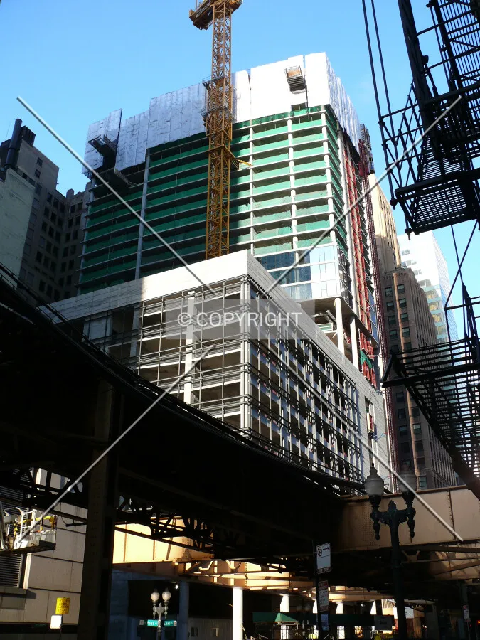 View up the southwest side of the structure as seen from Lake Street