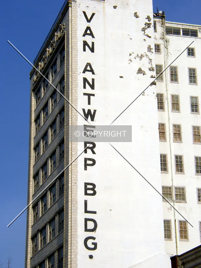 Detail of the signage on the western facade
