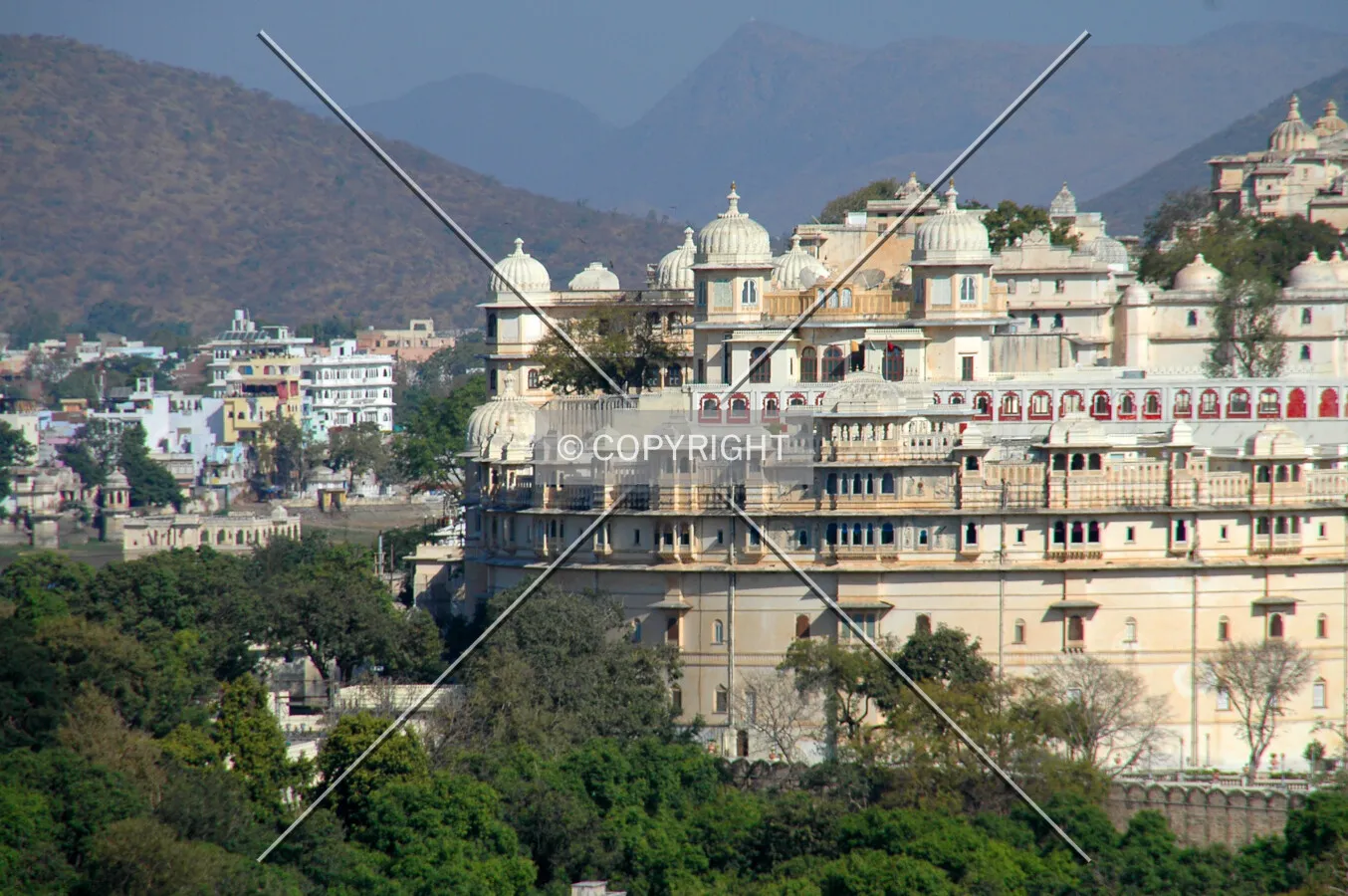 As seen from a nearby hillside